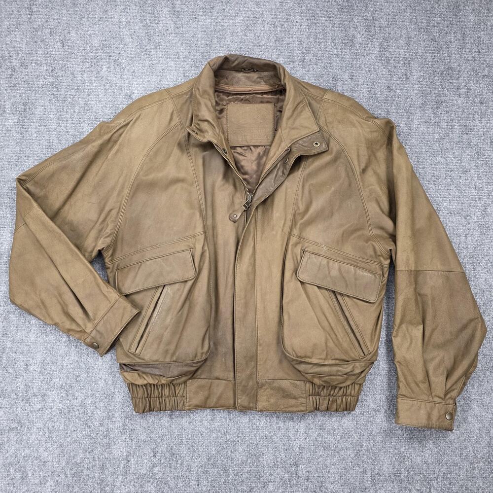 Vintage Georgetown Leather Jacket Mens Medium Bomber Zip-Out 90s Thermolite